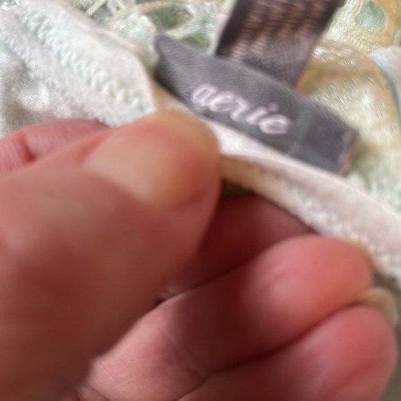 Aerie crop bra lace front racerback with mesh back magnificent mint green Sz L - Picture 5 of 7